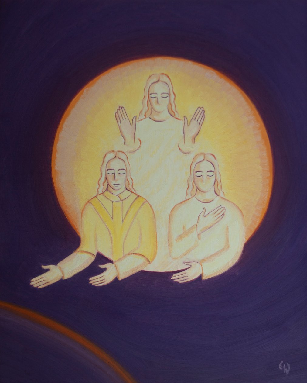 Kristus kysyy, kuinka monet meistä tämän maan päällä todella rakastavat Pyhän Kolminaisuuden persoonia, 2002 (öljyä aluksella) tekijältä Elizabeth Wang