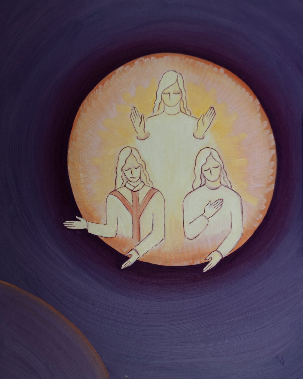 Kristus kysyy, kuinka monet meistä tämän maan päällä todella rakastavat Pyhän Kolminaisuuden persoonia, 2002 (öljyä aluksella) tekijältä Elizabeth Wang