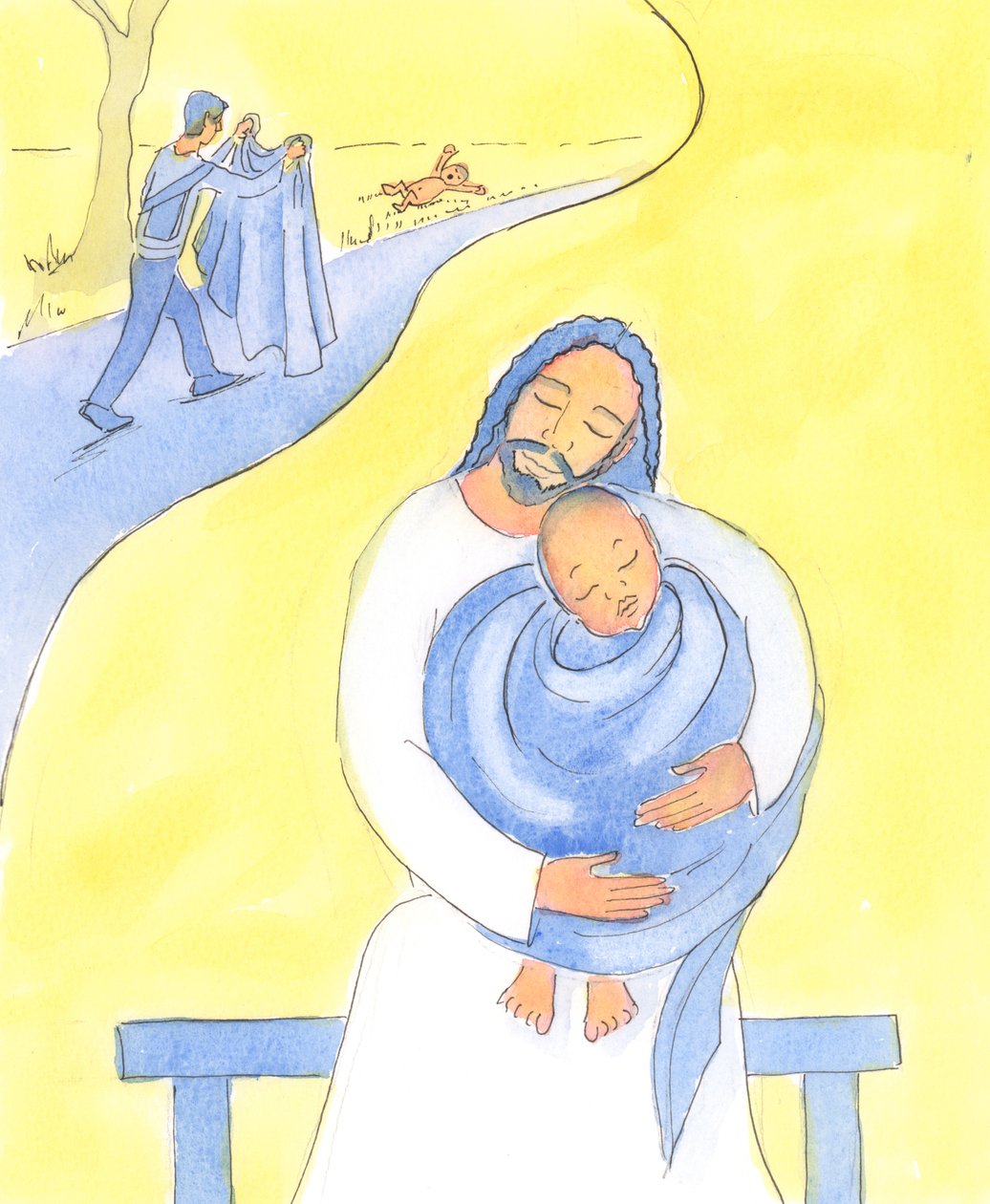Kristus on nopea lohduttamaan meitä vaikeuksissamme, 2004 (paperilla) tekijältä Elizabeth Wang