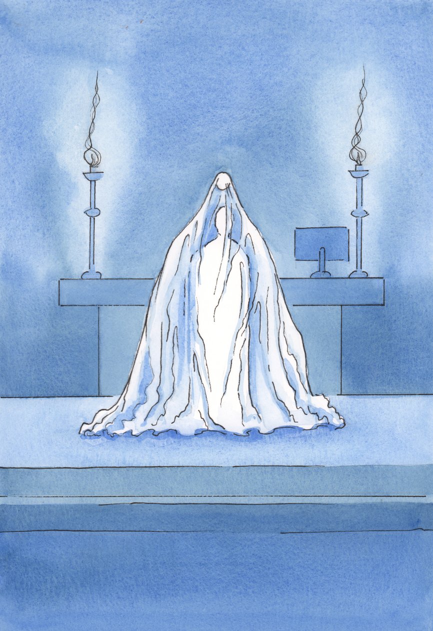 Kristus on todella läsnä, mutta on kuin verho kätkisi Hänet katseiltamme., 2001 (paperilla) tekijältä Elizabeth Wang