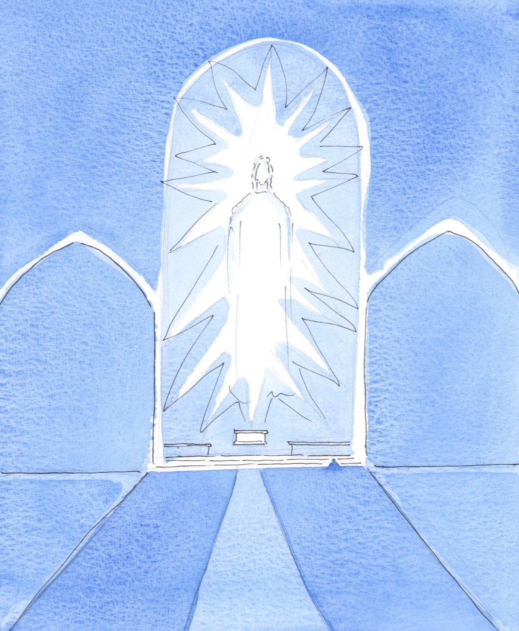 Kristus, meidän Jumalamme, on sakramentaalisesti läsnä kaikessa kirkkaudessaan tabernaakkelissa, 2005 (akvarelli paperille). tekijältä Elizabeth Wang