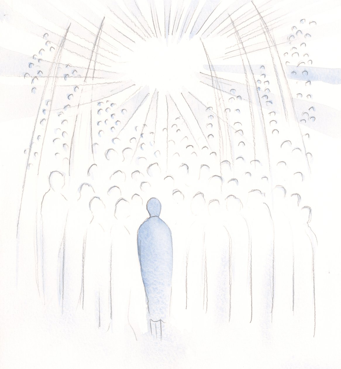 Jokainen ihminen, jonka puolesta rukoilemme, nostetaan Jumalan valoon ja autetaan pyhien rukouksista, 2000 (w/c paperilla) tekijältä Elizabeth Wang