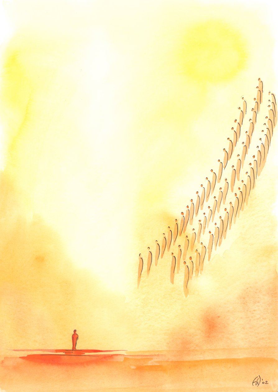 Joka kerta kun rukoilemme "Pyhä, Pyhä, Pyhä Herra", yhdistämme äänemme pyhien ja enkelien kanssa, jotka ylistävät samaa taivaassa, 2003 (paperilla) tekijältä Elizabeth Wang