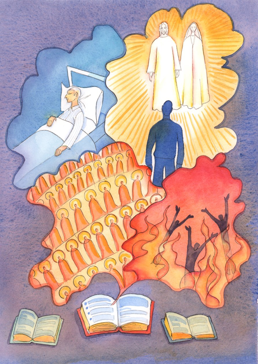 Harvat kirjat sisältävät nykyään viisaita sanoja "Neljästä viimeisestä asiasta", jotka ovat kuolema, tuomio, taivas ja helvetti, 2004 (w/c paperilla) tekijältä Elizabeth Wang