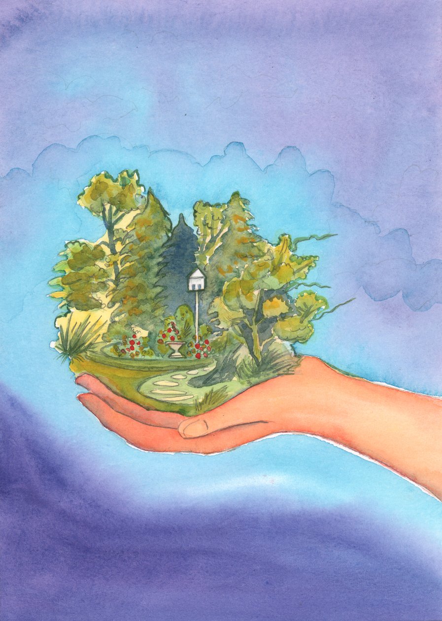 Jumala loi maailman ja antoi elämän kaikelle elävälle, ja Hän iloitsee meidän ilostamme ympärillämme olevasta kauneudesta, jonka lähde on Hänessä, 2002 (paperilla) tekijältä Elizabeth Wang