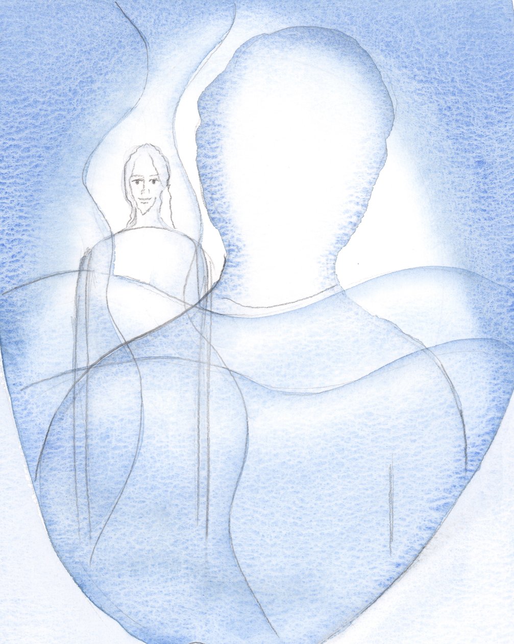 Näin Kristuksen säteilevän läsnäolon ajatusteni ja muistojeni takana, 2000 (w/c paperilla) tekijältä Elizabeth Wang