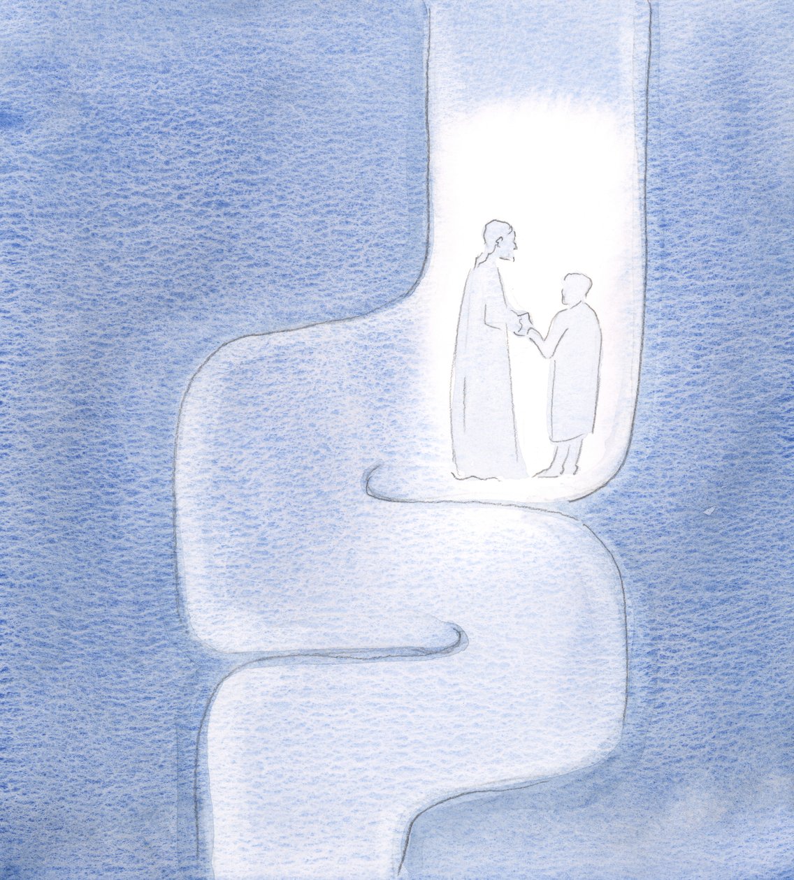 Näin, että Kristus pitää minua kädessään koko matkoillani, kun kuljemme eteenpäin Isän luo, ikään kuin matkustaisimme kierretyissä tunneleissa, 2000 (paperilla) tekijältä Elizabeth Wang