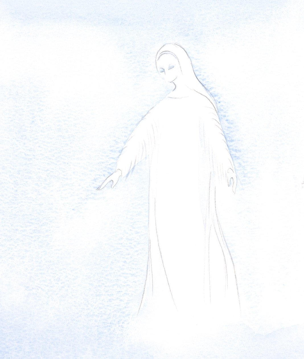 Sain vilauksen pyhän äitimme Marian arvokkuudesta ja kirkkaudesta, jonka hän nyt saa taivaassa., 2001 (w/c paperilla) tekijältä Elizabeth Wang