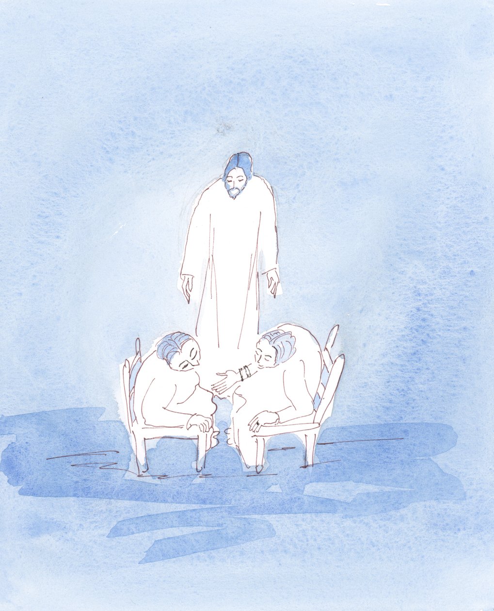 Jos muistan, että Kristus on aina läsnä, puhuessani ystäväni kanssa, "punnitsen" todennäköisemmin jokaisen sanan, 2004 (vesiväri paperille). tekijältä Elizabeth Wang