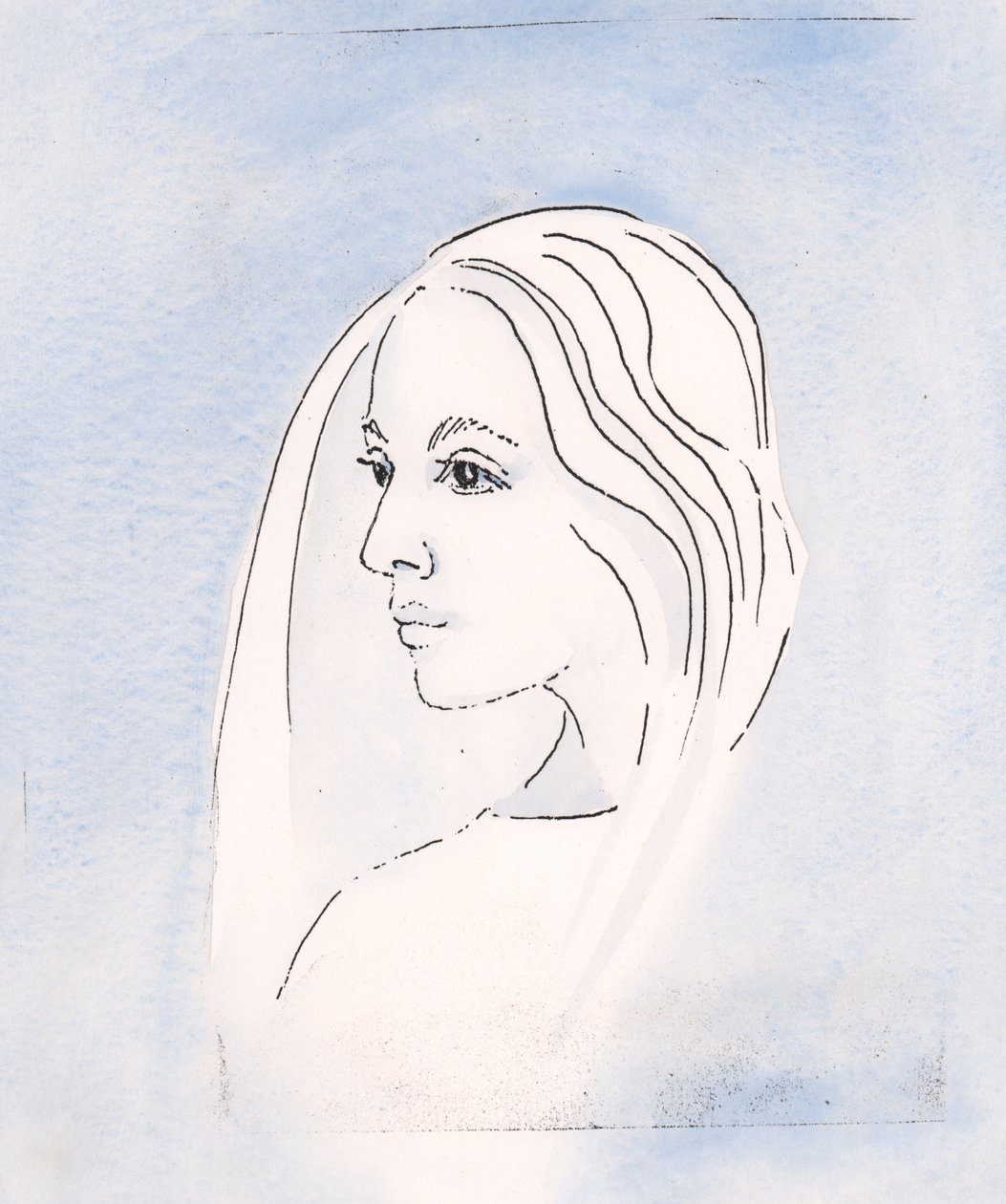 Taivaassa Neitsyt Maria jakaa poikansa huolen kaikesta, mitä maan päällä tapahtuu, 2000 (paperilla) tekijältä Elizabeth Wang