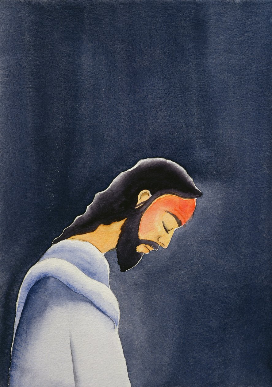 Jeesus rukoilee tuskissaan Getsemanessa Isälleen, 2006 (paperilla) tekijältä Elizabeth Wang