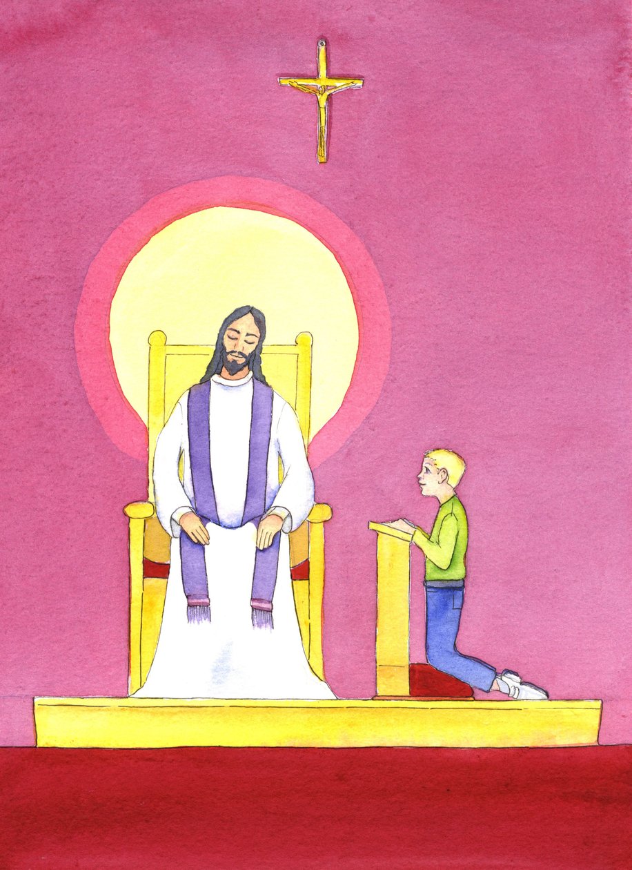 Tunnustuksen sakramentissa pappi palvelee Kristuksen persoonassa tuoden myötätuntoaan ja armoaan katuvalle, 2001 (paperilla) tekijältä Elizabeth Wang