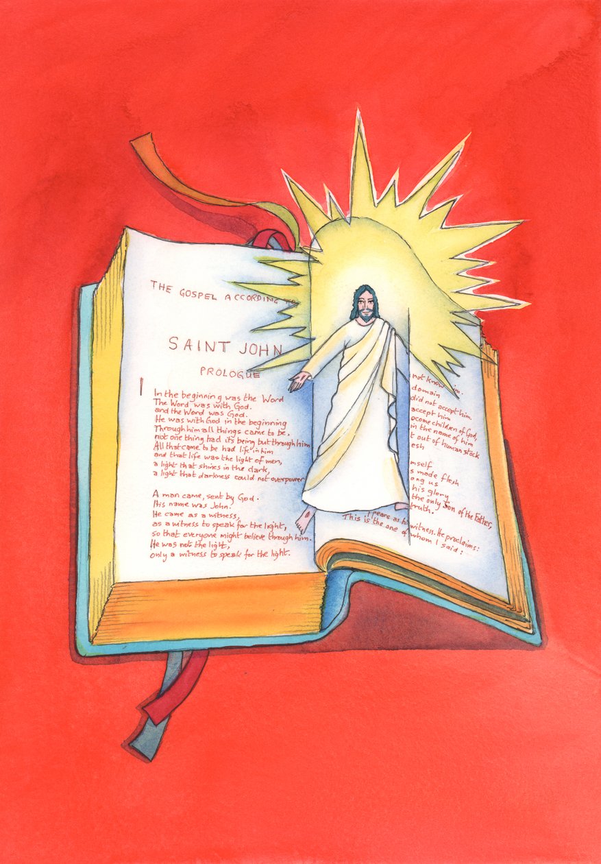 Jeesus Kristus ilmestyy meille pyhän Sanansa kautta, aina kun luemme Raamattua tai kuulemme niitä julistettavan messussa. Hänen kauttaan tulemme tuntemaan Isän., 2004 (w/c paperilla) tekijältä Elizabeth Wang