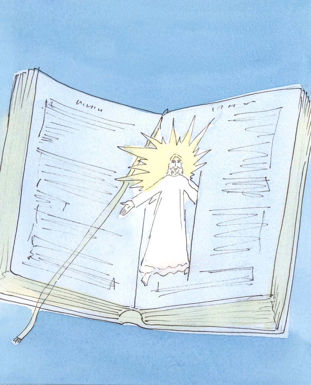 Jeesus Kristus ilmestyy meille pyhän Sanansa kautta, aina kun luemme Raamattua tai kuulemme niitä julistettavan messussa. Hänen kauttaan tulemme tuntemaan Isän., 2004 (w/c paperilla) tekijältä Elizabeth Wang