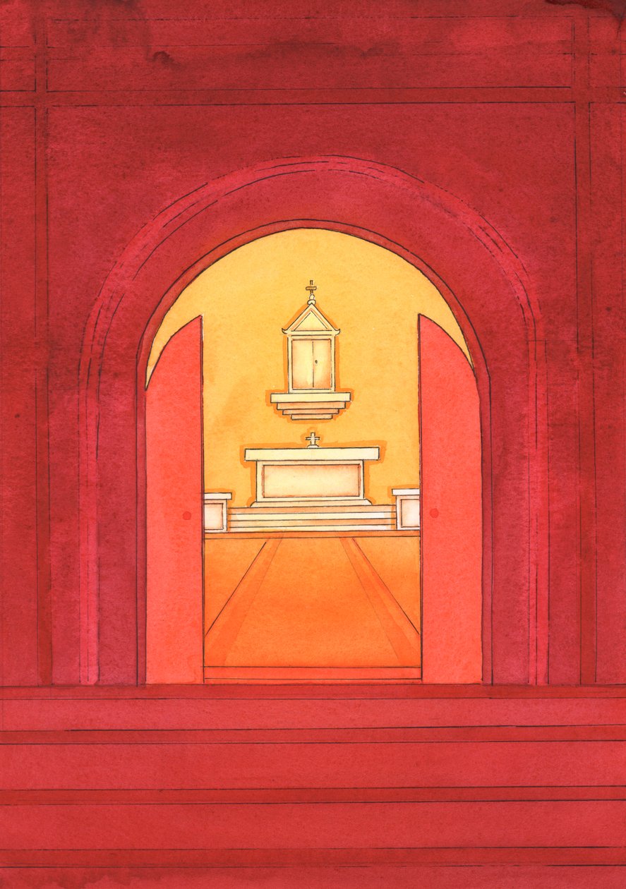 Jeesus Kristus on todella läsnä Siunatussa Sakramentissa tabernaakkelissa, 2004 (w/c paperilla) tekijältä Elizabeth Wang