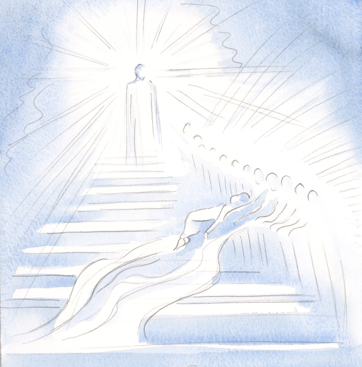 Jeesus tuli alas portaita taivaasta tervehtimään minua ehtoollisessa ja johdattamaan minut kotiin, 2000 (paperilla) tekijältä Elizabeth Wang
