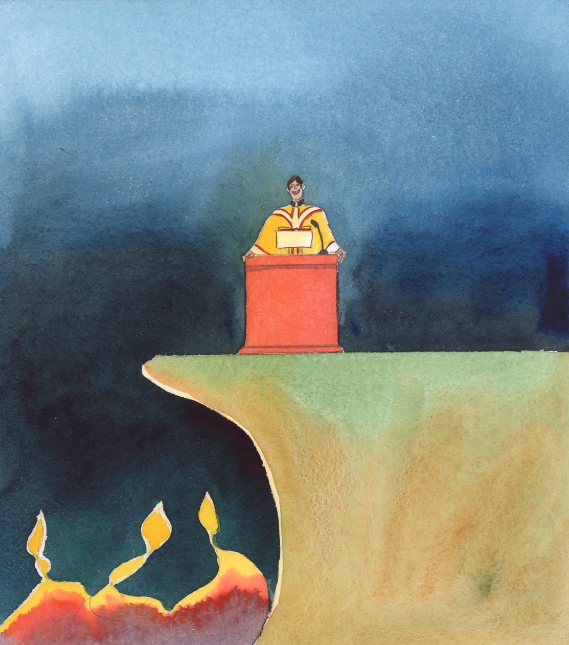 Monet papit jättävät ristin mainitsematta, 2005 (akvarelli paperille). tekijältä Elizabeth Wang