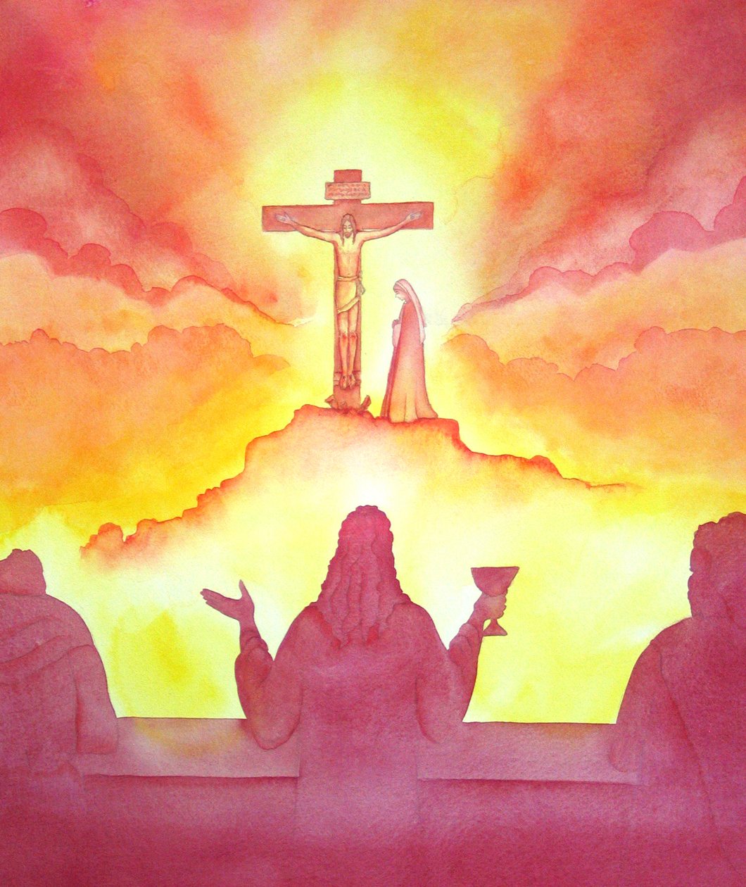 Kuolemaansa edeltävänä iltana Jeesus asetti pyhän eukaristian viimeisellä ehtoollisella vuonna 2001 (paperilla) tekijältä Elizabeth Wang