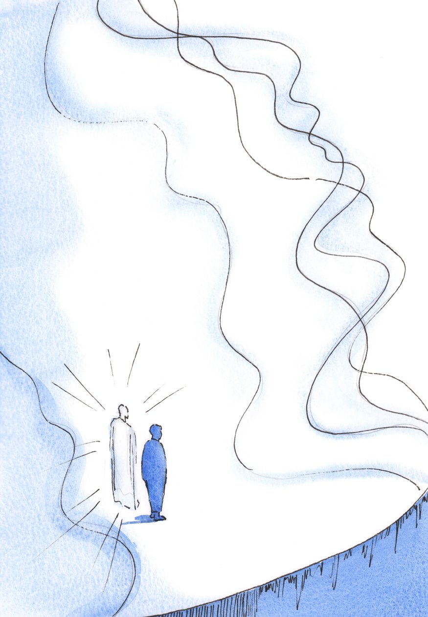 Vain Kristuksen kautta voimme kohdata jumaluuden ylivoimaisen puhtauden ja voiman, 2002 (w/c paperilla) tekijältä Elizabeth Wang