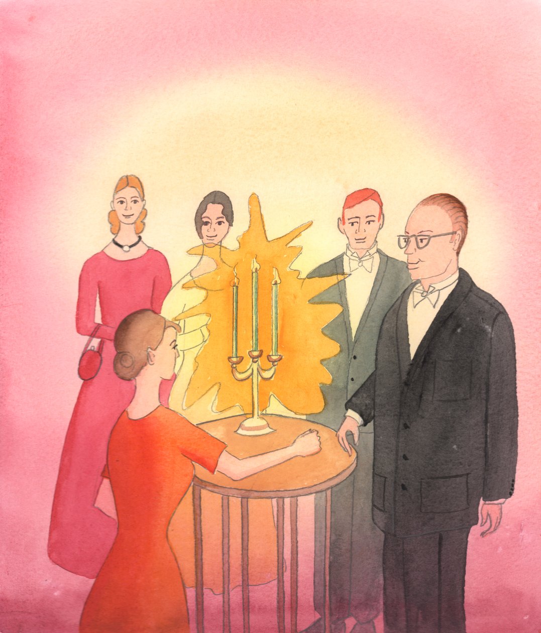 Televisio-ohjelmissa ihmiset ovat kuvattu "ennen" ja "jälkeen", kun he oppivat sosiaalisia taitoja, 2004 (w/c paperilla) tekijältä Elizabeth Wang