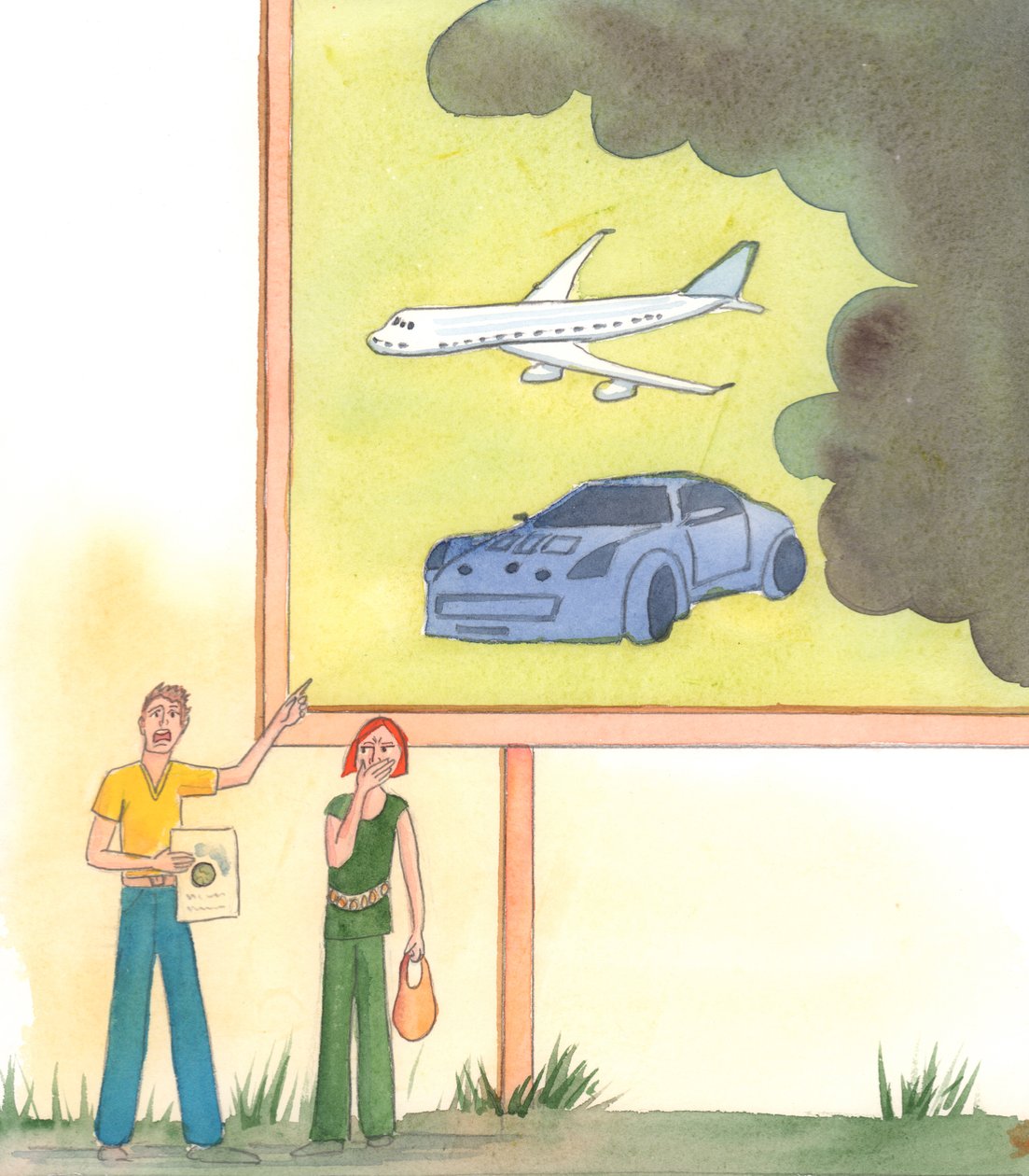 Herra näytti minulle ihmisiä, jotka huusivat ahdistuneena ja huolestuneena hiilijalanjäljistä ja olivat huolissaan maallisesta elämästään, 2004 (w/c paperilla) tekijältä Elizabeth Wang