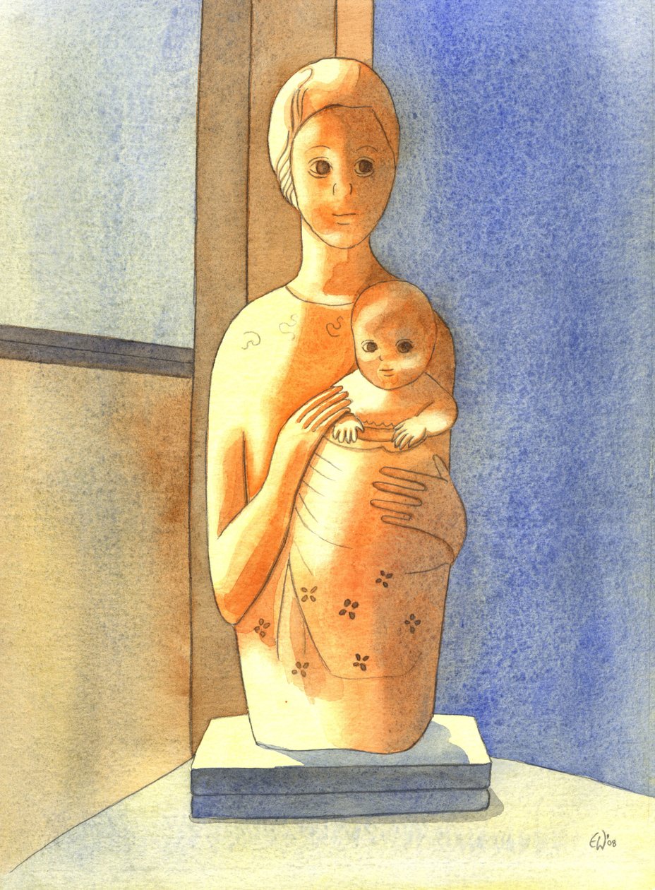 Neitsyt ja lapsi, 2001 (w/c paperilla) tekijältä Elizabeth Wang
