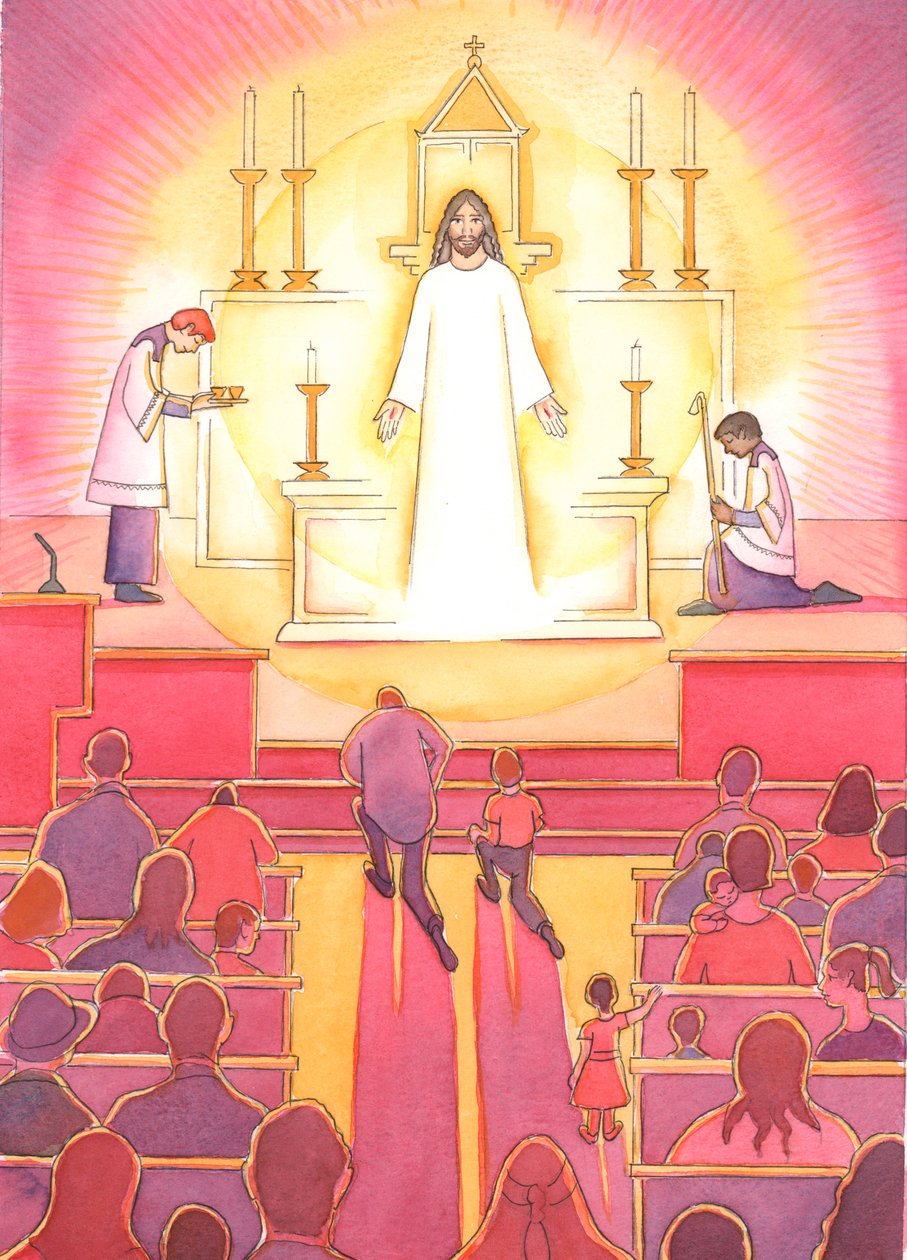 "Jalokivi" katolisen kirkon sydämessä on Jeesus, meidän jumalallinen Vapahtajamme, läsnä tabernaakkelissa, 2004 (paperilla) tekijältä Elizabeth Wang