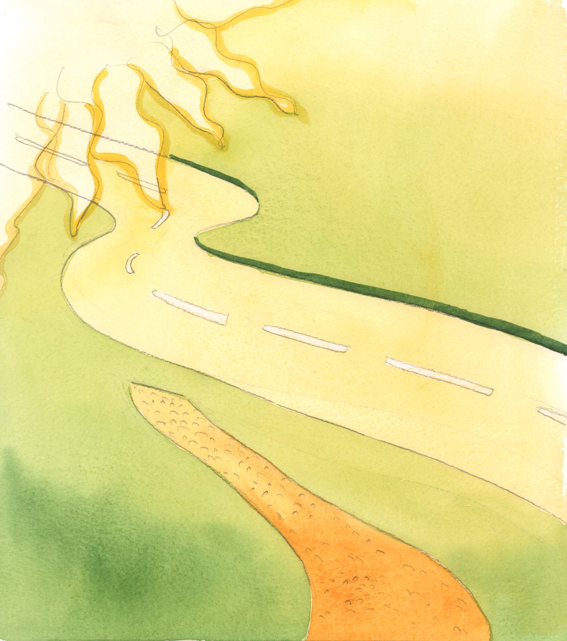 Uusi tie, jota tehdään, edustaa tietä, jota pariskunta, josta on nyt tullut Jumalan liittämä aviopari, ei ole koskaan aiemmin kulkenut, 2005 (akvarelli paperille). tekijältä Elizabeth Wang