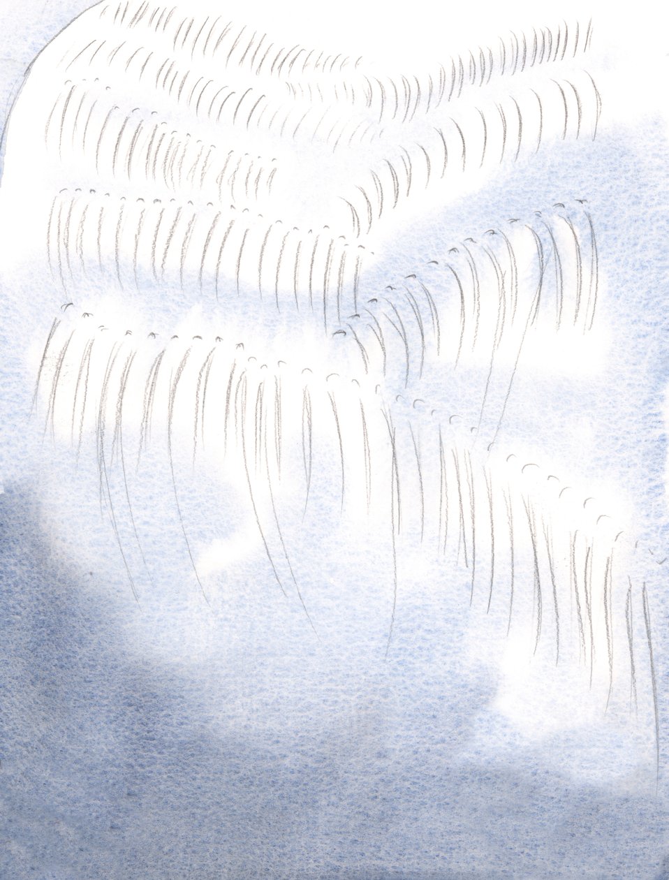 Se, joka istuu tai polvistuu Jumalan puhtaaksi kunniaksi, todella jäljittelee enkelien työtä ja tarkoitusta., 2001 (w/c paperilla) tekijältä Elizabeth Wang