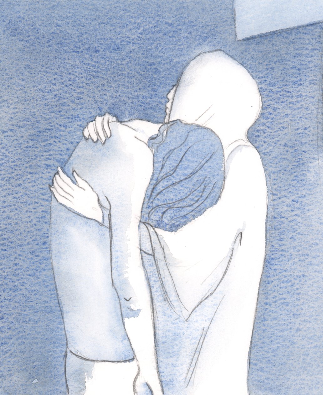 Surullinen Neitsyt Maria pitää Poikansa Jeesusta kädessään hänen kuolemansa jälkeen, murheen sydämeen lävistettynä, mutta täynnä uskoa, 2000 (paperilla) tekijältä Elizabeth Wang