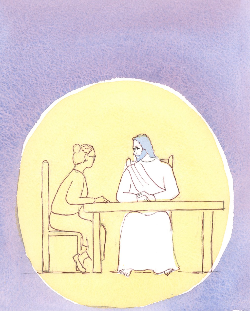 Pyhän ehtoollisen kautta olemme läsnä Kristuksen kanssa; ja voimme puhua hänelle yhtä läheisesti kuin istuisimme keittiön pöydän ympärillä, 2004 (paperilla) tekijältä Elizabeth Wang