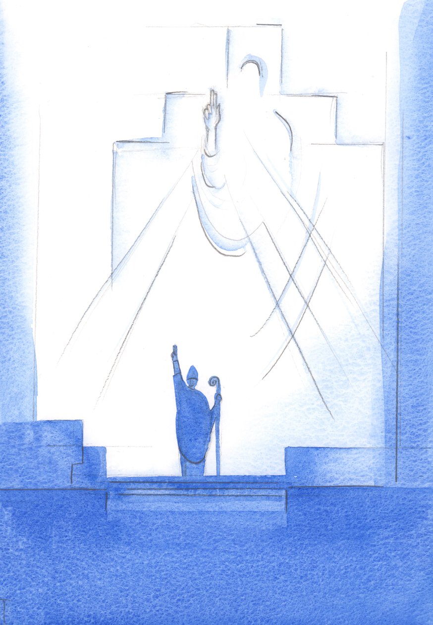 Jokaisen paavin yhteydessä olevan piispan kautta Isä Jumala pyhittää, opettaa ja opastaa meitä, 2002 (paperilla) tekijältä Elizabeth Wang