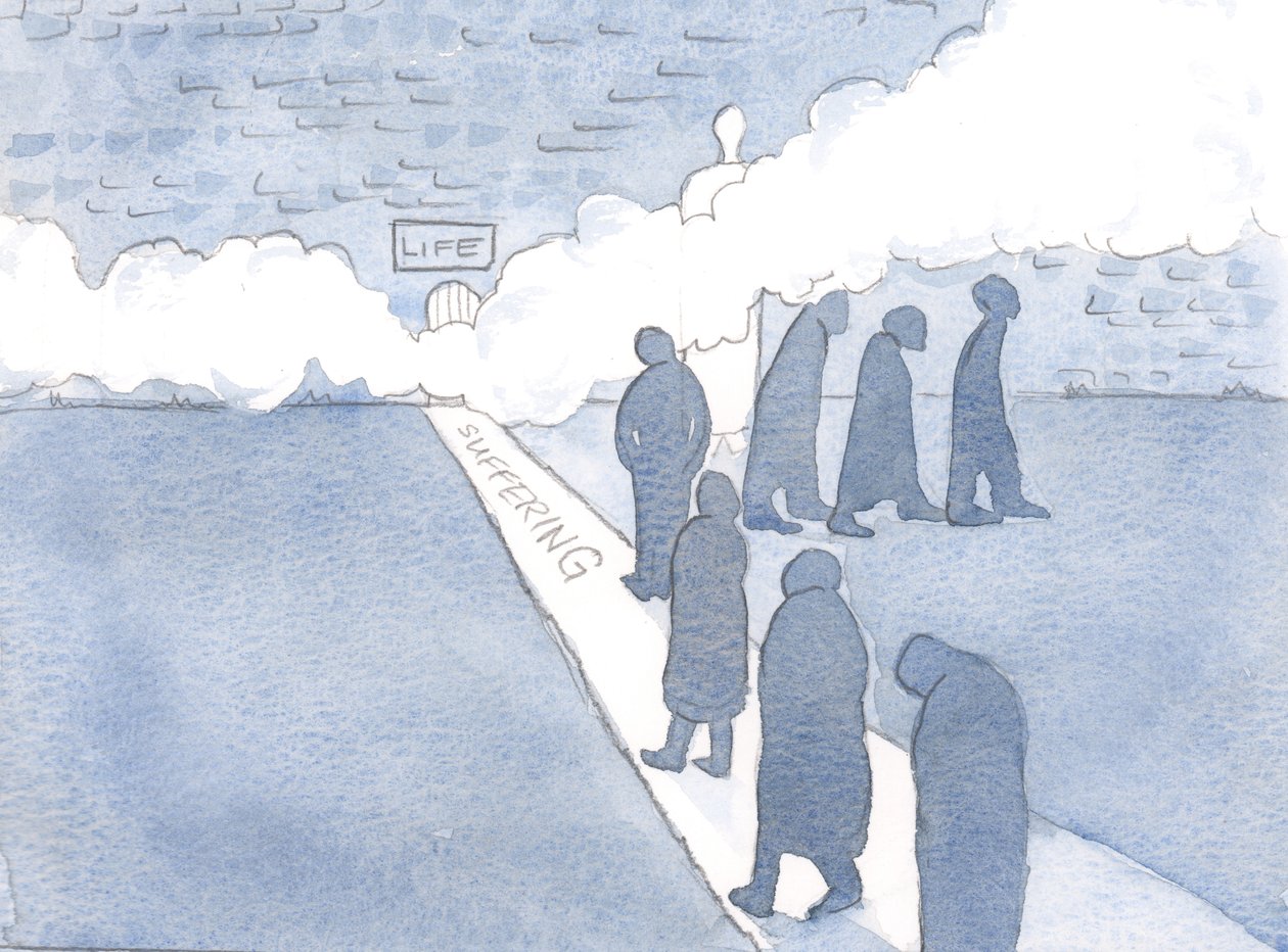 Löydämme pienen oven elämään vain, kun seuraamme kärsimyksen tietä., 2000 (paperilla) tekijältä Elizabeth Wang