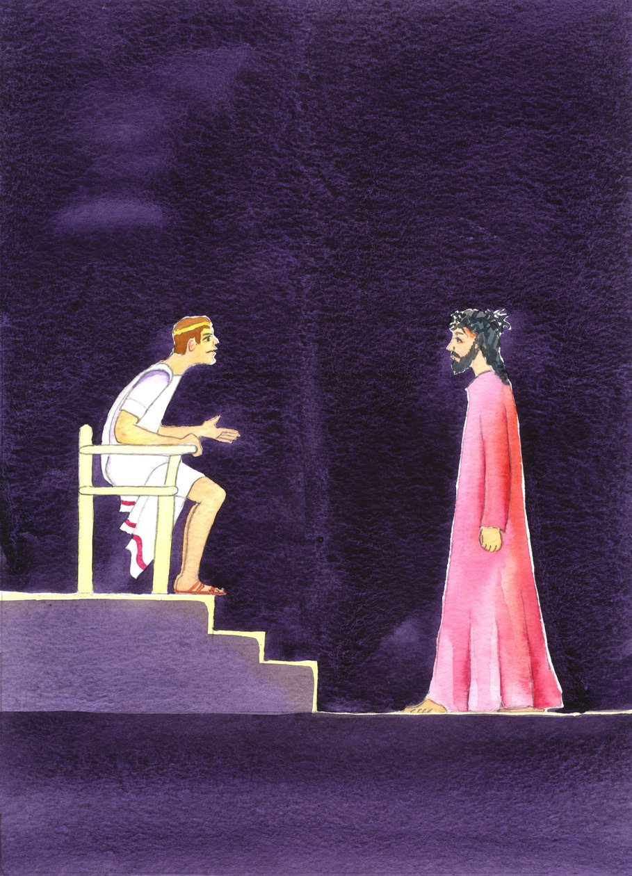 "Mikä on Totuus?" sanoi Pilatus Jeesukselle, 2001 (w/c paperilla) tekijältä Elizabeth Wang