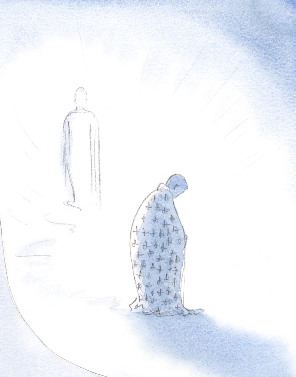 Kun sielu luopuu henkilökohtaisista kunnianhimoistaan Kristuksen rakkauden tähden, Kristus antaa sille viitta, jota se käyttää kävellessään kohti Isää., 2001 (paperilla) tekijältä Elizabeth Wang