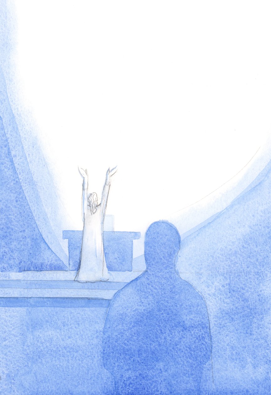 Aina kun rukoilemme Isää, Kristuksen nimessä (yhdessä Kristuksen aikoihin), on ikään kuin taivas olisi avoinna ottamaan vastaan meidät ja rukouksemme, 2001 (paperilla) tekijältä Elizabeth Wang
