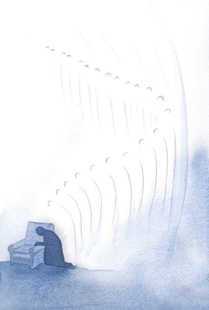Minne tahansa palvommekin, enkelit seuraavat meitä kunnioittavilla sanoillamme ja eleillämme kumartaen Isämme ja Luojamme Jumalan edessä., 2001 (w/c paperilla) tekijältä Elizabeth Wang