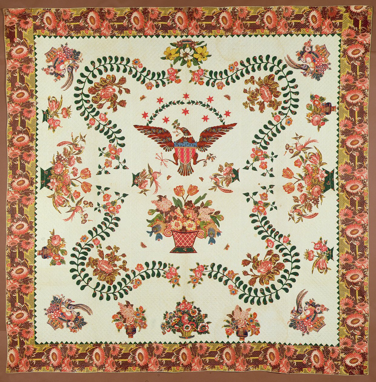 Peitto, n. 1825 (applikoidut puuvillat) tekijältä Elizabeth Welsh