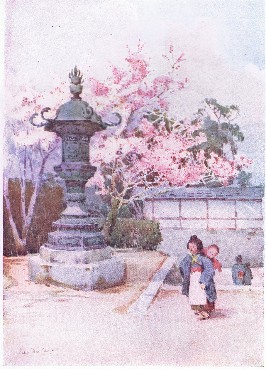 Japanilaiset lapset n. 1900 (väri litho) tekijältä Ella Du Cane