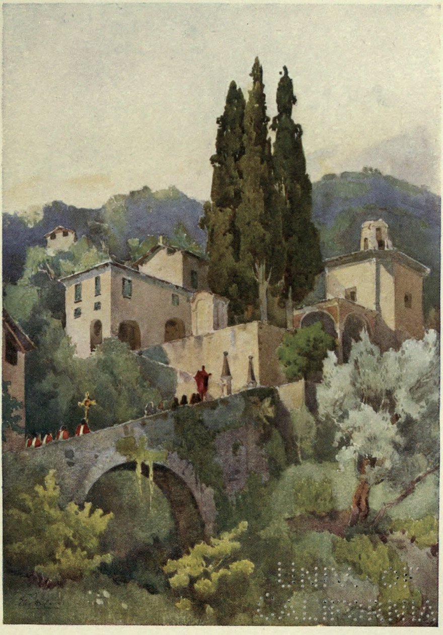 La Madonna della Pace, Como-järvi, kuvitus Richard Bagotin teoksesta Italian järvet tekijältä Ella Du Cane