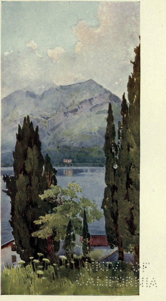 Monte Crocione, Lago di Como, kuvitus Richard Bagotin teoksesta "Italian järvet". tekijältä Ella Du Cane