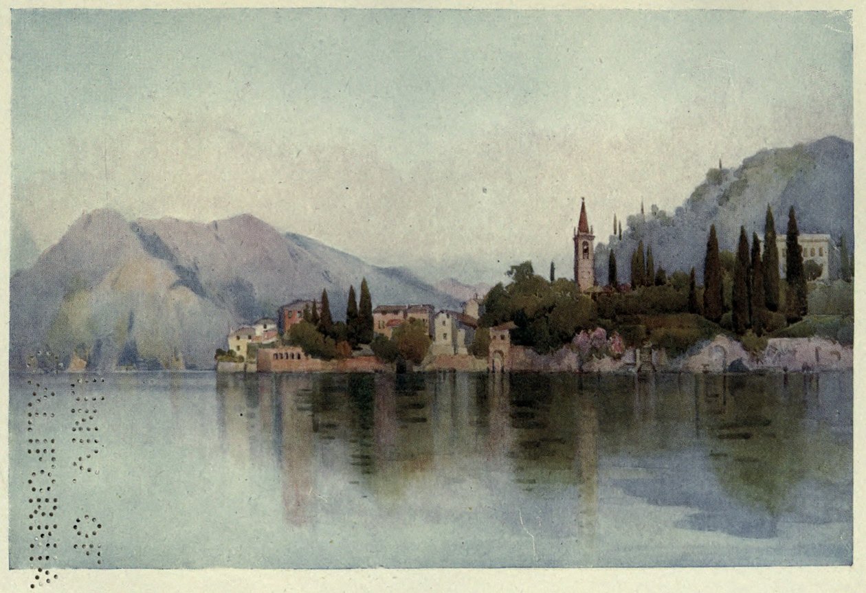 Varenna, Lago di Como, kuvitus Richard Bagotin teoksesta "Italian järvet". tekijältä Ella Du Cane