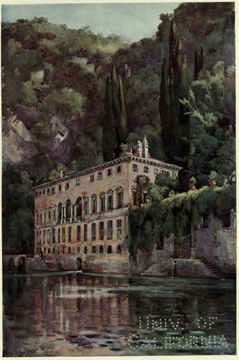 Villa Pliniana, Comon järvi, kuvitus Richard Bagotin teoksesta "The Italian Lakes". tekijältä Ella Du Cane