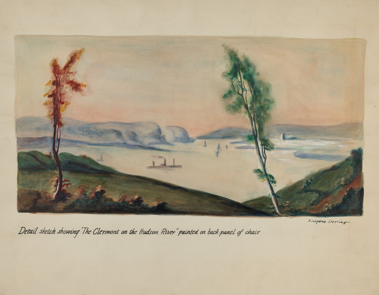 "Clermont on Hudson" -maalaus tekijältä Ella Josephine Sterling