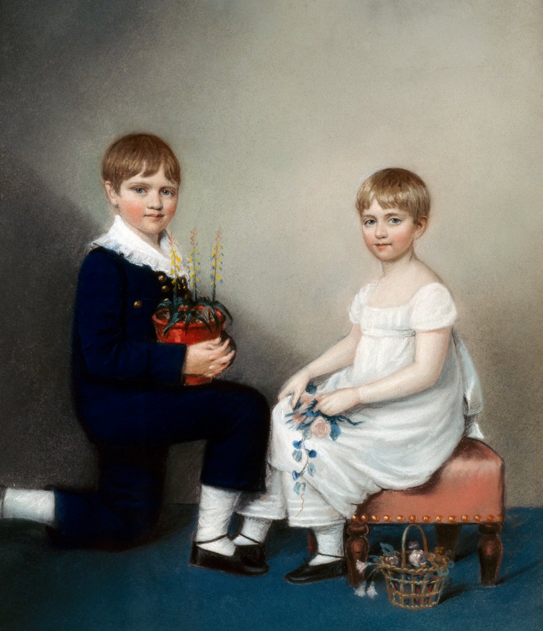 Charles (6-vuotias) ja Catherine Darwin (öljy kankaalle) tekijältä Ellen Sharples