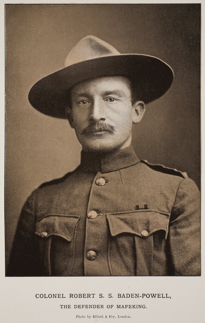 Eversti Robert S.S. Baden-Powell, Mafekingin puolustaja (seepiakuva) tekijältä Elliott und Fry Studio