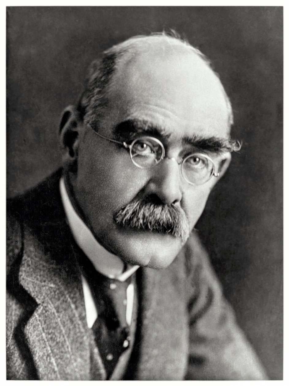 Rudyard Kipling (1865-1936) englantilainen kirjailija, joka muistetaan parhaiten runoistaan "Just So Stories" ja "The Jungle Book". tekijältä Elliott and Fry Photography Studio
