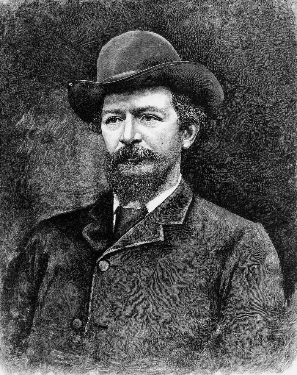 Algernon Charles Swinburne, kaiverrettu valokuvasta (kaiverrus) (bw-valokuva) tekijältä Elliott und Fry Studio
