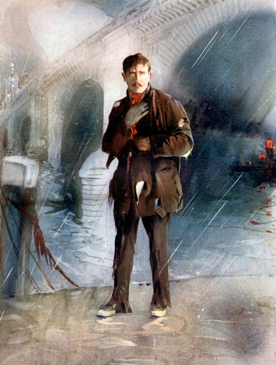 Sir Charles Henry Hawtrey elokuvassa Viesti Marsista, vuodelta 1902. tekijältä Ellis and Walery