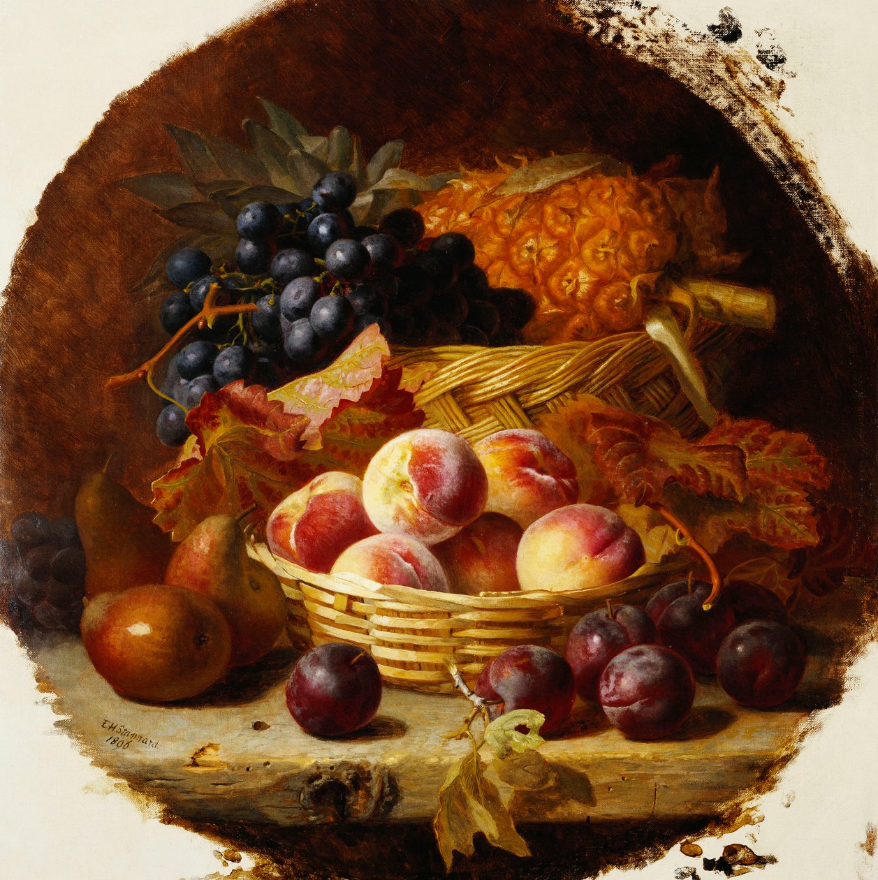 Persikat, luumut, päärynät ja ananas, 1896 tekijältä Eloise Harriet Stannard
